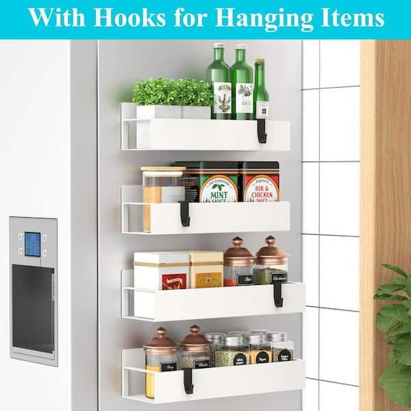 White Magnetic Spice Storage Rack Organizer in (4-Packs
