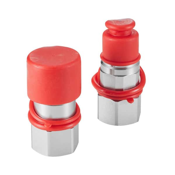 1/2 in. Flat Face Hydraulic Couplers, 1/2 in. NPT Skid Steer Hydraulic Quick Connect Couplers with 2 Dust Caps