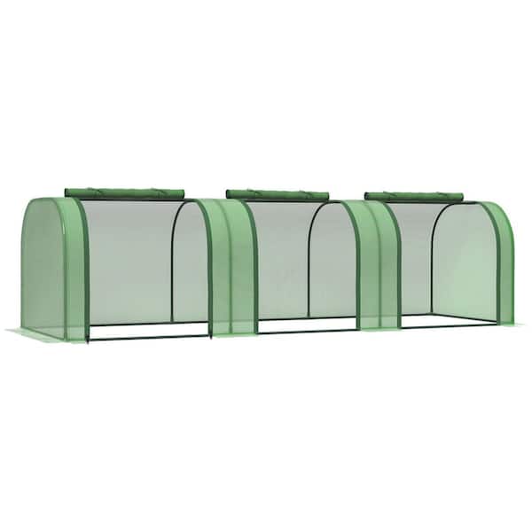 10 ft. W x 3 ft. D x 2.5 ft. H PVC Green Mini Greenhouse, Portable Tunnel Green House with Roll-Up Zippered Doors