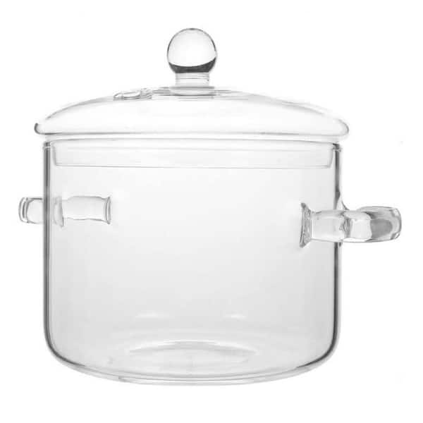 6.7 in. Borosilicate Glass 15 cm Diameter Heat Resistant Integrated Handles Transparent Saucepan with Lid Soup, Milk