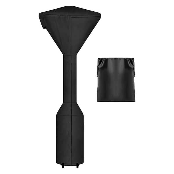 Misopily Dust Proof 95 in. x 34 in. x 19 in. Black Fabric Patio Heater Cover with Zipper and Storage Bag