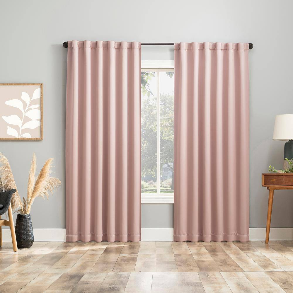Blush Pink 52" x 96" Polyester Blackout Curtain Panel Pair