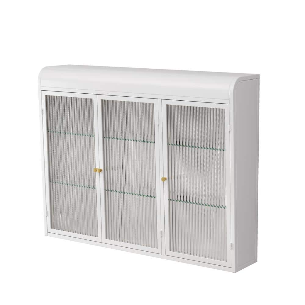 35.5 in. W x 7.9 in. D x 27.6 in. H 3 Door Arched Bathroom Storage Wall Cab