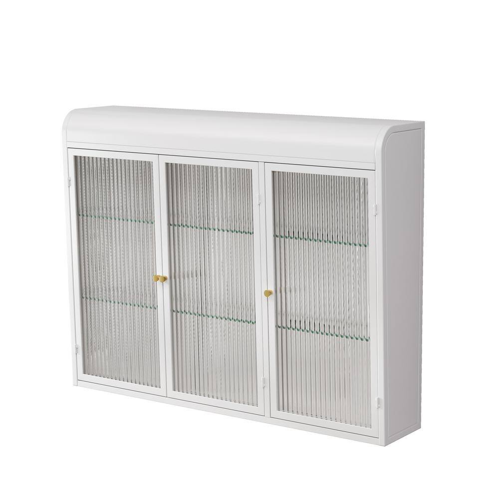 35.5 in. W x 7.9 in. D x 27.6 in. H 3 Door Arched Bathroom Storage Wall Cabinet in White price history on PriceWatchPro