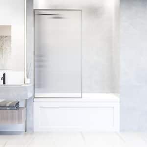Meridian 34 in. W x 62 in. H Framed Fixed Tub Screen Door in Stainless Steel with 3/8 in. (10mm) Fluted Glass