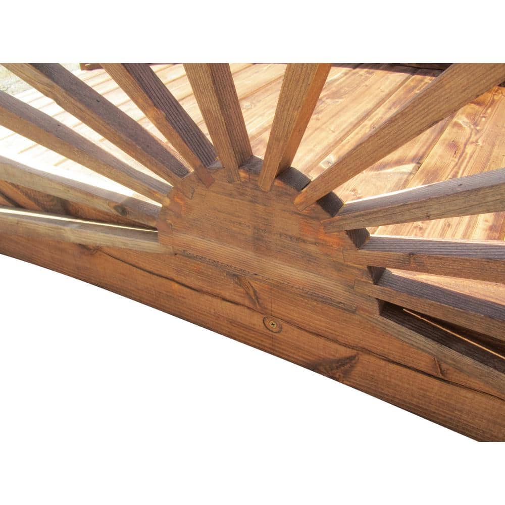 Sunburst 8 ft Wooden Garden Bridge in Natural Finish