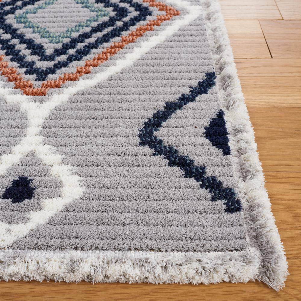 Gray and Blue Rust Synthetic Flat Woven 8' x 10' Area Rug