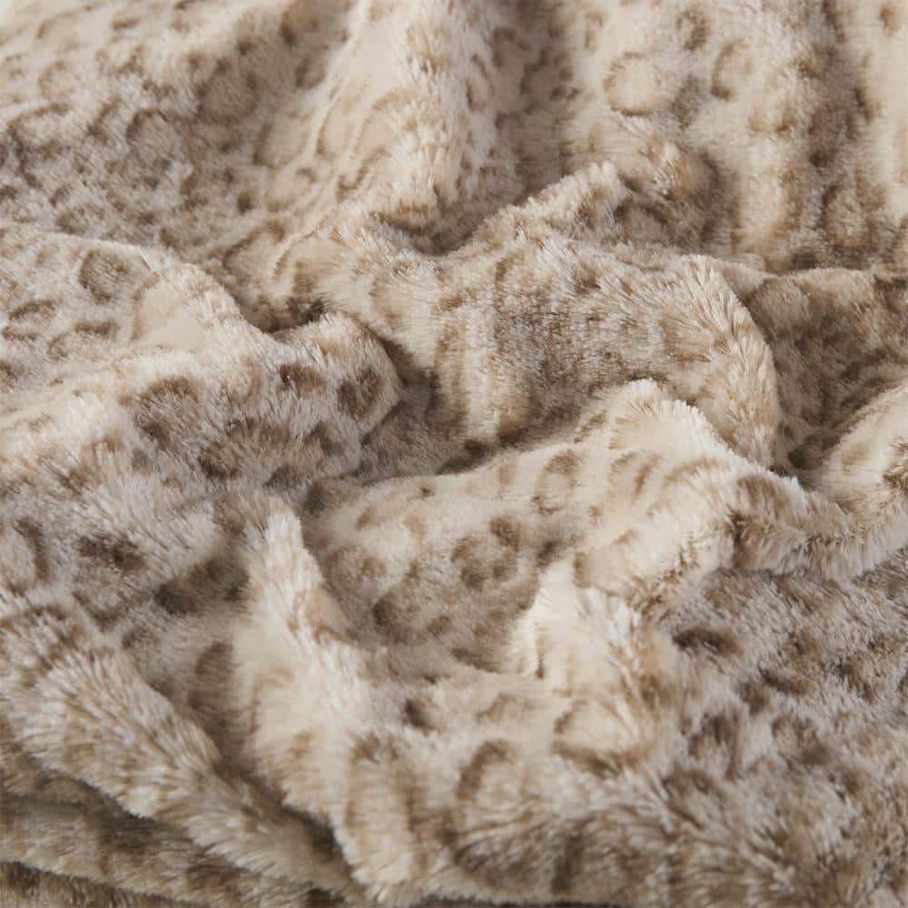 Luxurious Oversized Leopard Faux Fur 60x70" Reversible Throw
