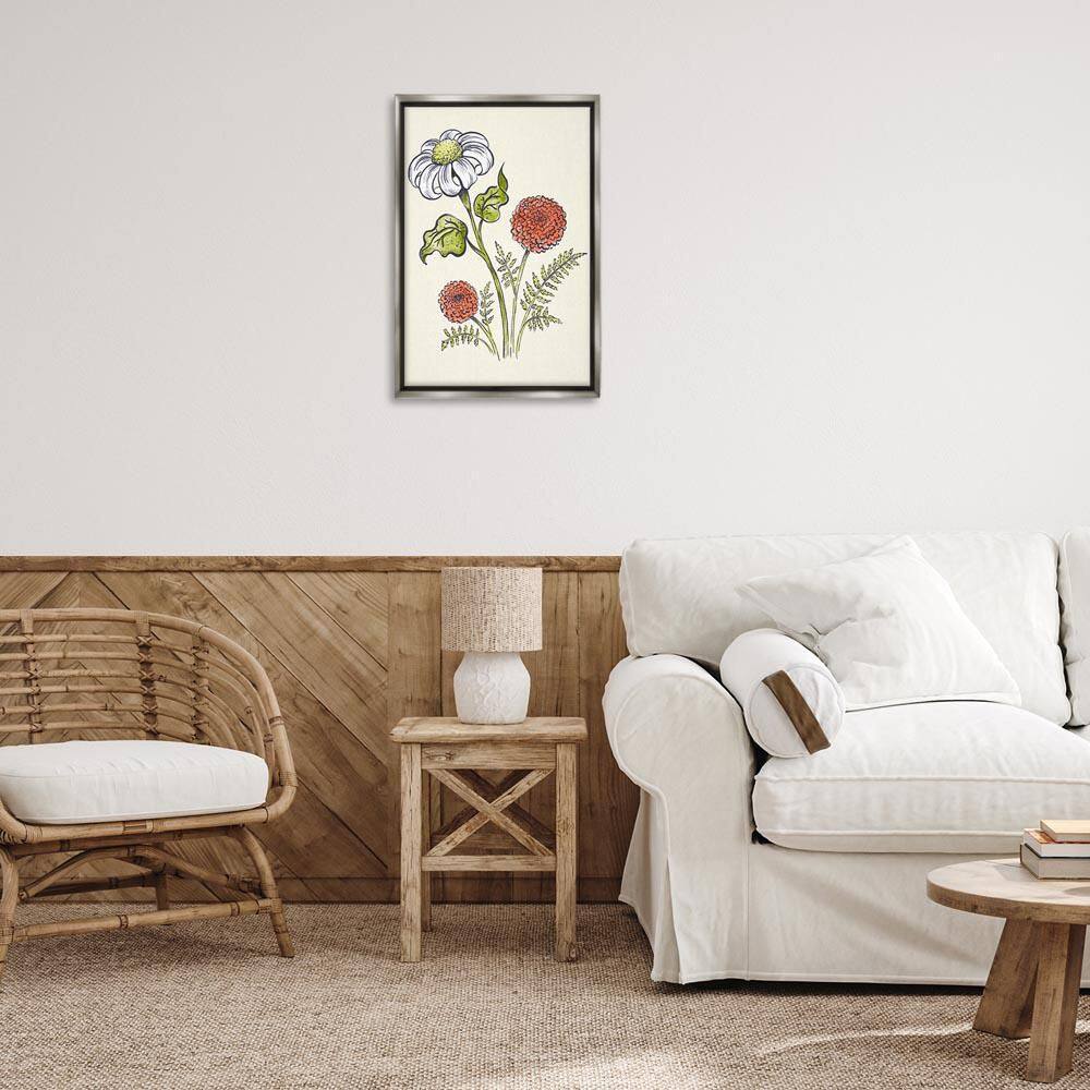 Vintage Style Garden Blossoms by Hannah Moren Gray Floater Frame Nature Graphic Art Print 25 in. x 17 in. price history on PriceWatchPro