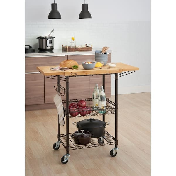 PRO EcoStorage Bronze Anthracite Kitchen Cart with Drop Leaf
