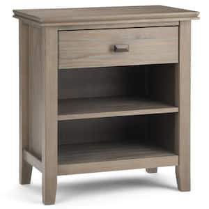 Artisan 1-Drawer Solid Wood 24 in. Wide Transitional Bedside Nightstand Table in Distressed Grey