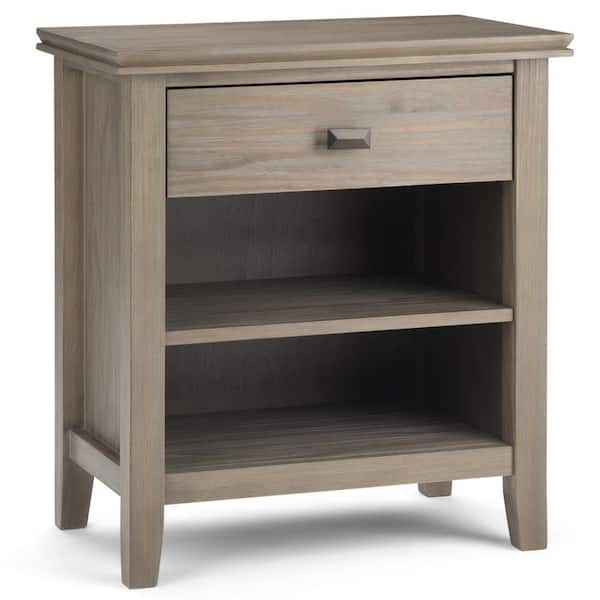Wide Contemporary Bedside Nightstand Table in Details about   Artisan 1-Drawer Solid Wood 24 in 