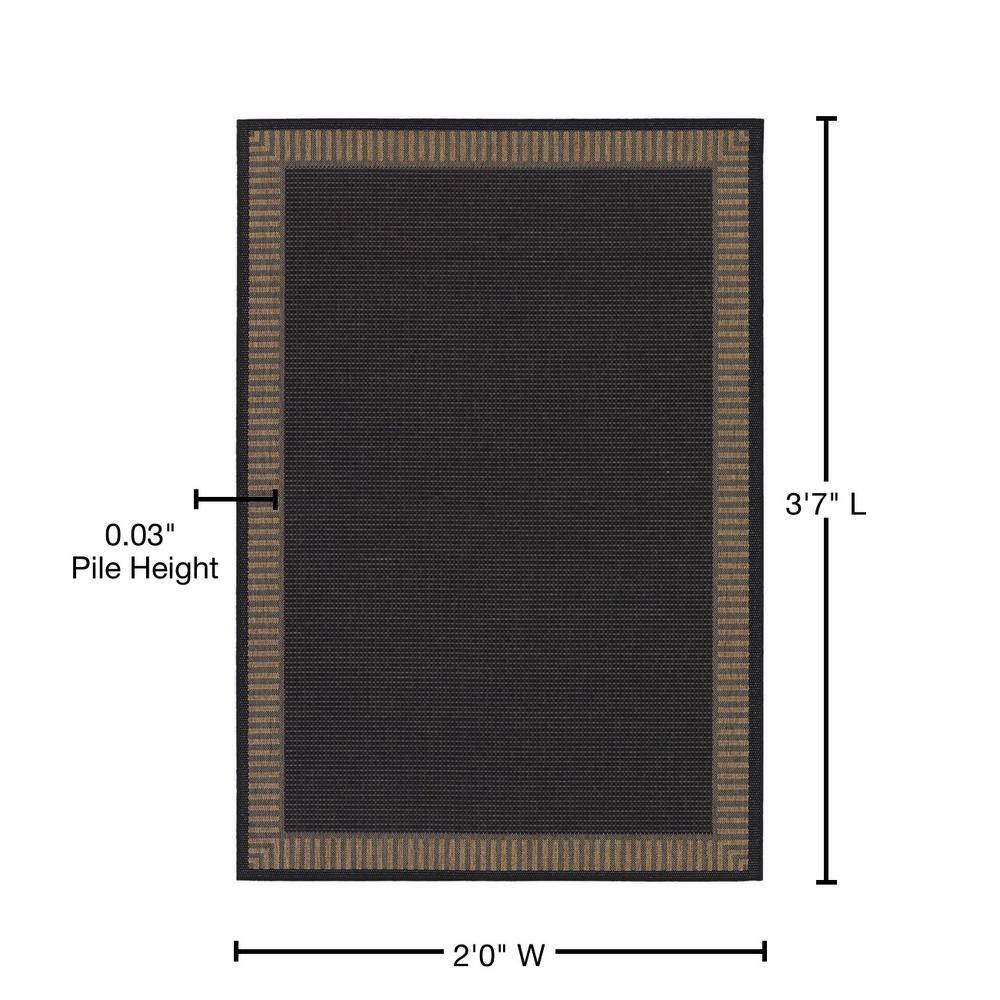 Recife Black and Cocoa Rectangular Polypropylene Indoor/Outdoor Rug