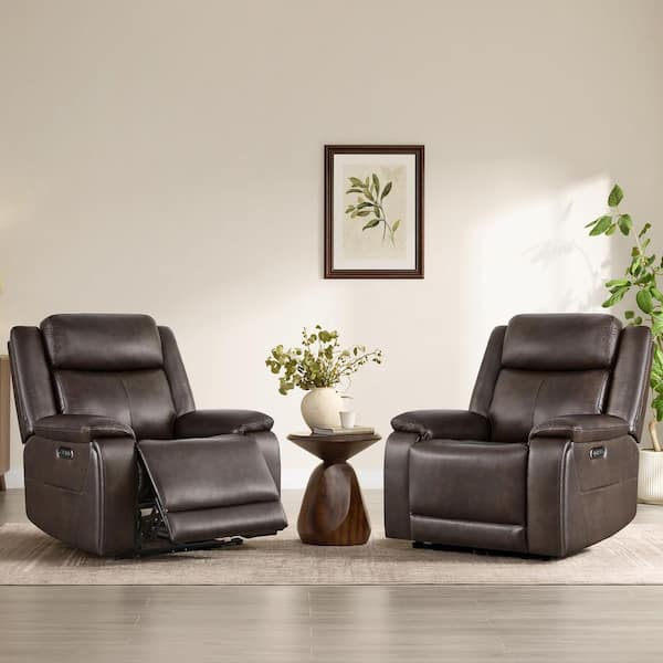 Spruce & Spring Reynolds Brown Leather Zero Wall Recliner with