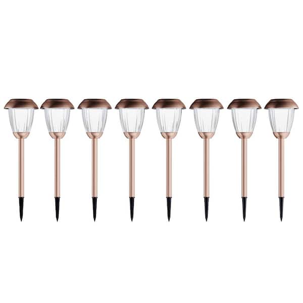 Pure Garden 16 in. Solar Copper LED Path Light (8-Pack)