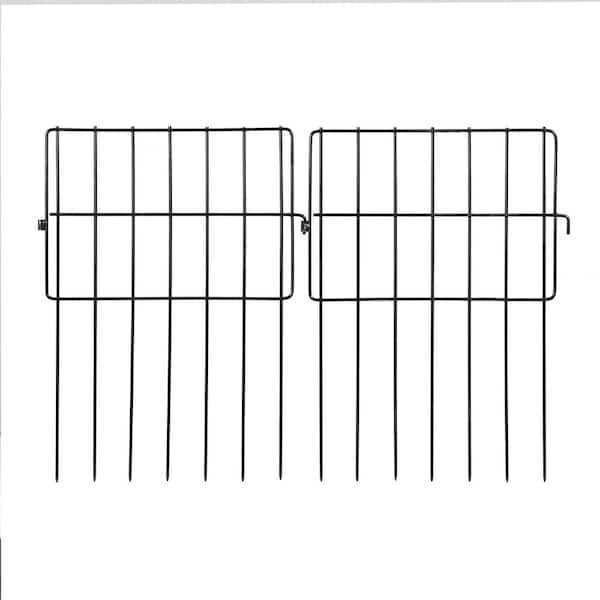 12 in. W x 16 in. H Black Metal Wire No Dig Decorative Garden Fence (26-Pack)
