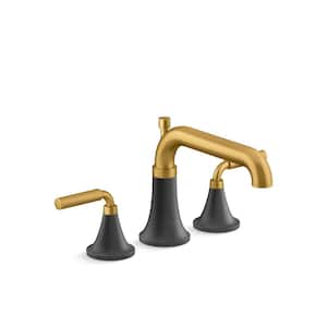 Tone 2-Handle Tub Faucet Trim Kit with Diverter Spout in Matte Black with Moderne Brass