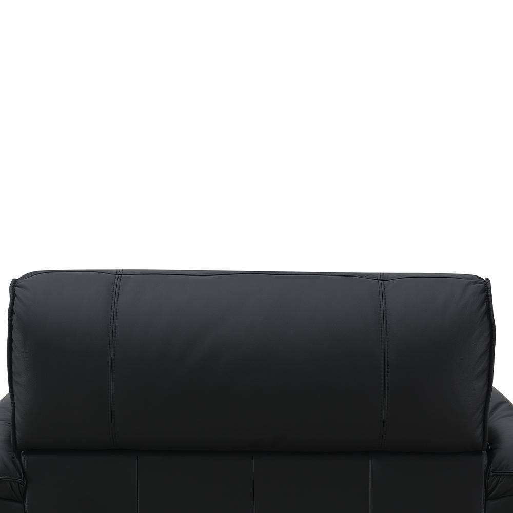 Black Top Grain Leather and Wood Accent Chair