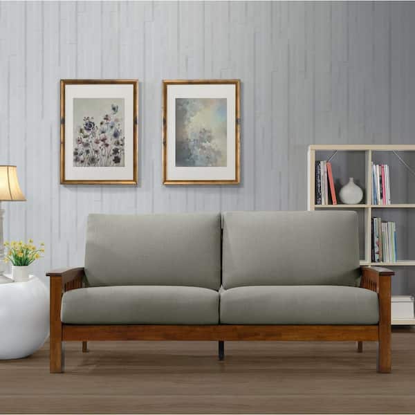 Handy Living Omaha Dove Gray Linen Mission Style Sofa With Exposed Cherry Wood  Frame Mah-Sx-Lin13C - The Home Depot