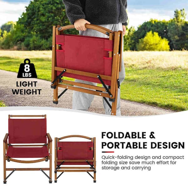 Costway Patio Folding Camping Beach Chair Portable Picnic Fishing Bamboo  Frame Armrest NP10874RE-1 - The Home Depot