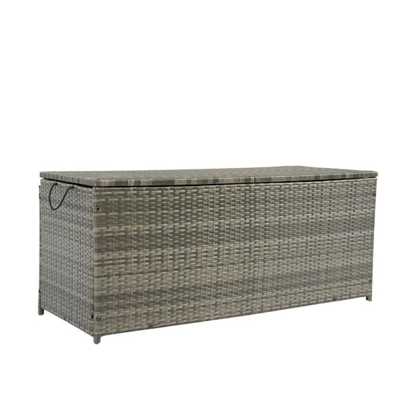 COOLSHARK Outdoor Storage Box, 113 Gallon Wicker Patio Deck Boxes with Lid, Outdoor Cushion Storage for Kids Toys, Pillows, Towel