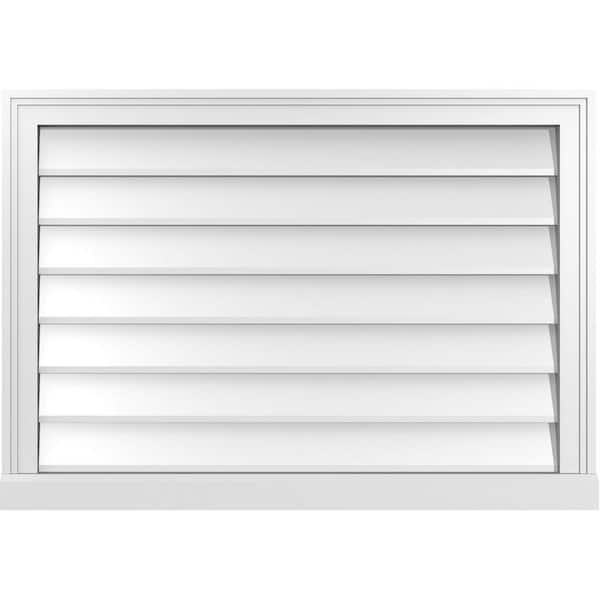 Ekena Millwork 34" x 24" Rectangular White PVC Paintable Gable Louver Vent Non-Functional