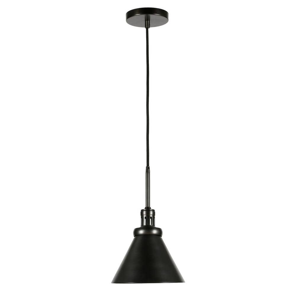 Zeno Brushed Black Mini Drum Pendant with Adjustable Cord