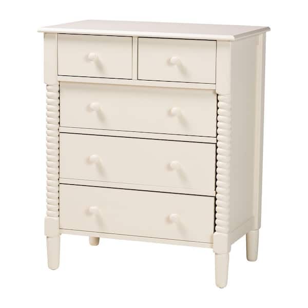 Braith Ivory 5-Drawer 31.5 in. Chest of Drawers