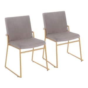 Dutchess Silver Velvet and Gold Side Dining Chair (Set of 2)