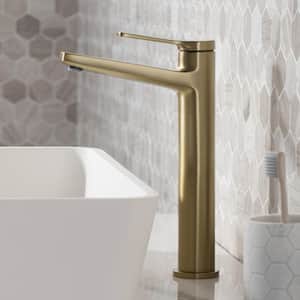 Indy Single Hole Single-Handle Vessel Bathroom Faucet in Brushed Gold