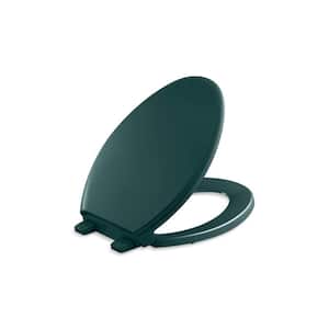 Glenbury Readylatch Elongated Quiet-Close Front Toilet Seat in Teal