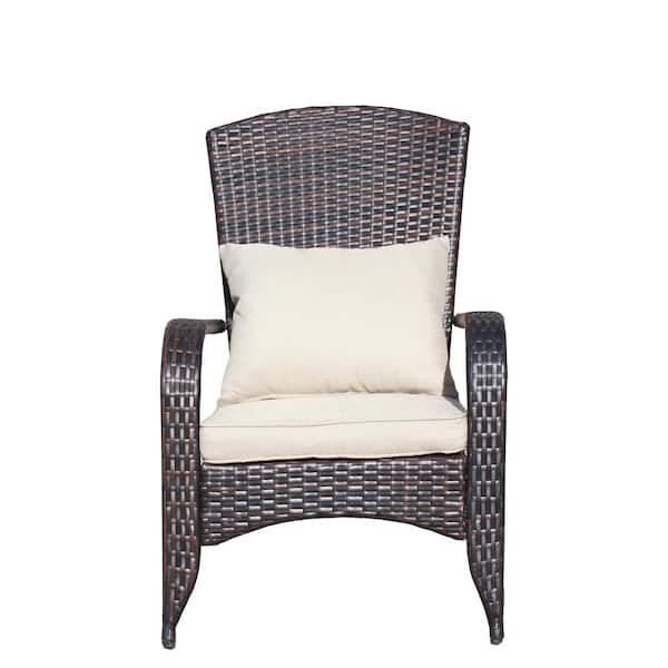 Boosicavelly 2-Piece Wicker Outdoor Dining Chairs with Beige Cushions