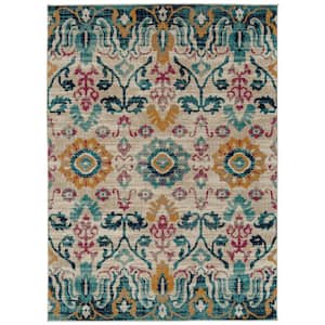Zuma Beach Collection Multi 3 ft. 11 in. x 5 ft. 3 in. Rectangle Indoor/Outdoor Area Rug