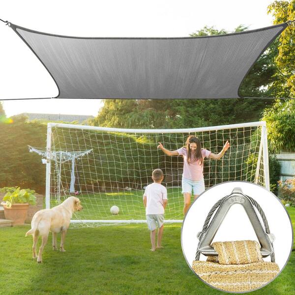 Colourtree 10 Ft. X 13 Ft. 190 GSM Sand Beige Rectangle Sun Shade Sail With Rectangle Installation Kit Plus Cable Wire Ropes