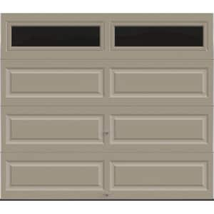 Classic Steel Long Panel 8ft x 7ft Insulated 6.5 R-Value Sandtone Garage Door with windows