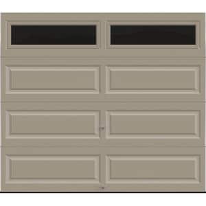 Classic Steel Long Panel 8 ft x 7 ft Insulated 12.9 R-Value  Sandtone Garage Door with Windows
