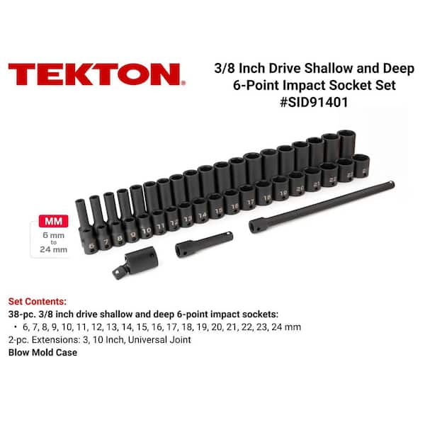3/8 in. Drive 6-Point Impact Socket Set, 41-Piece (6 mm - 24 mm)