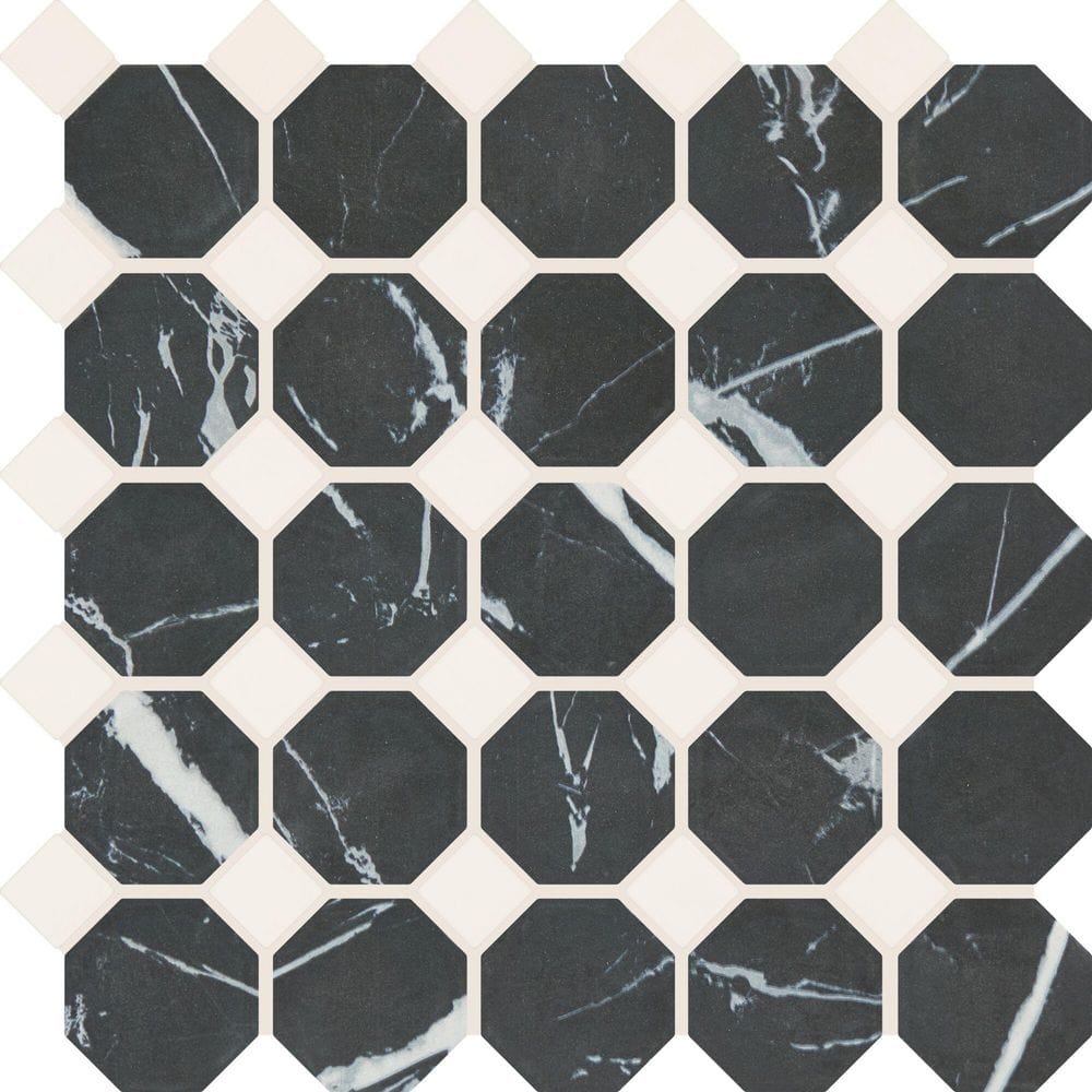 Daltile Lexstone Galaxy Black 3 in. x 3 in. Matte Ceramic Octagon and ...
