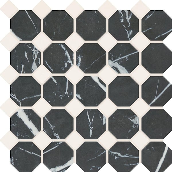 Daltile Lexstone Galaxy Black 3 in. x 3 in. Matte Ceramic Octagon and ...