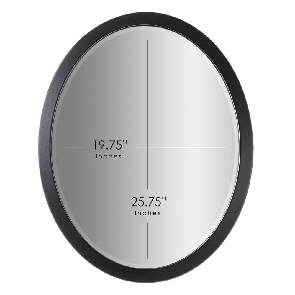 Classic Black Oval Wood Framed Vanity Mirror, 23" x 29"