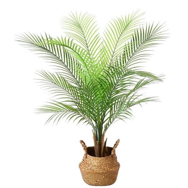 Cubilan 3 ft. Artificial Green Palm Plants in Basket