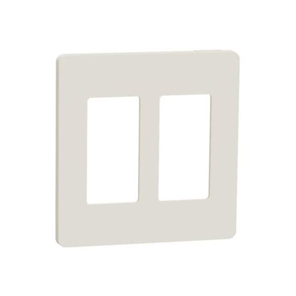Square D X Series 2-Gang Standard Size Screwless Rocker Light Switch Wall Plate Cover Plate Matte Light Almond