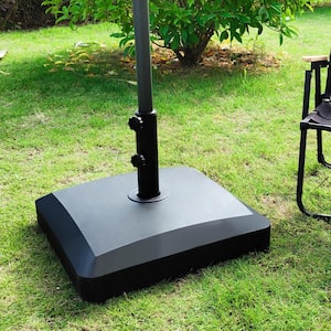 82 lbs. Fillable Capacity HDPE Plastic Mobile Patio Umbrella Base in Black