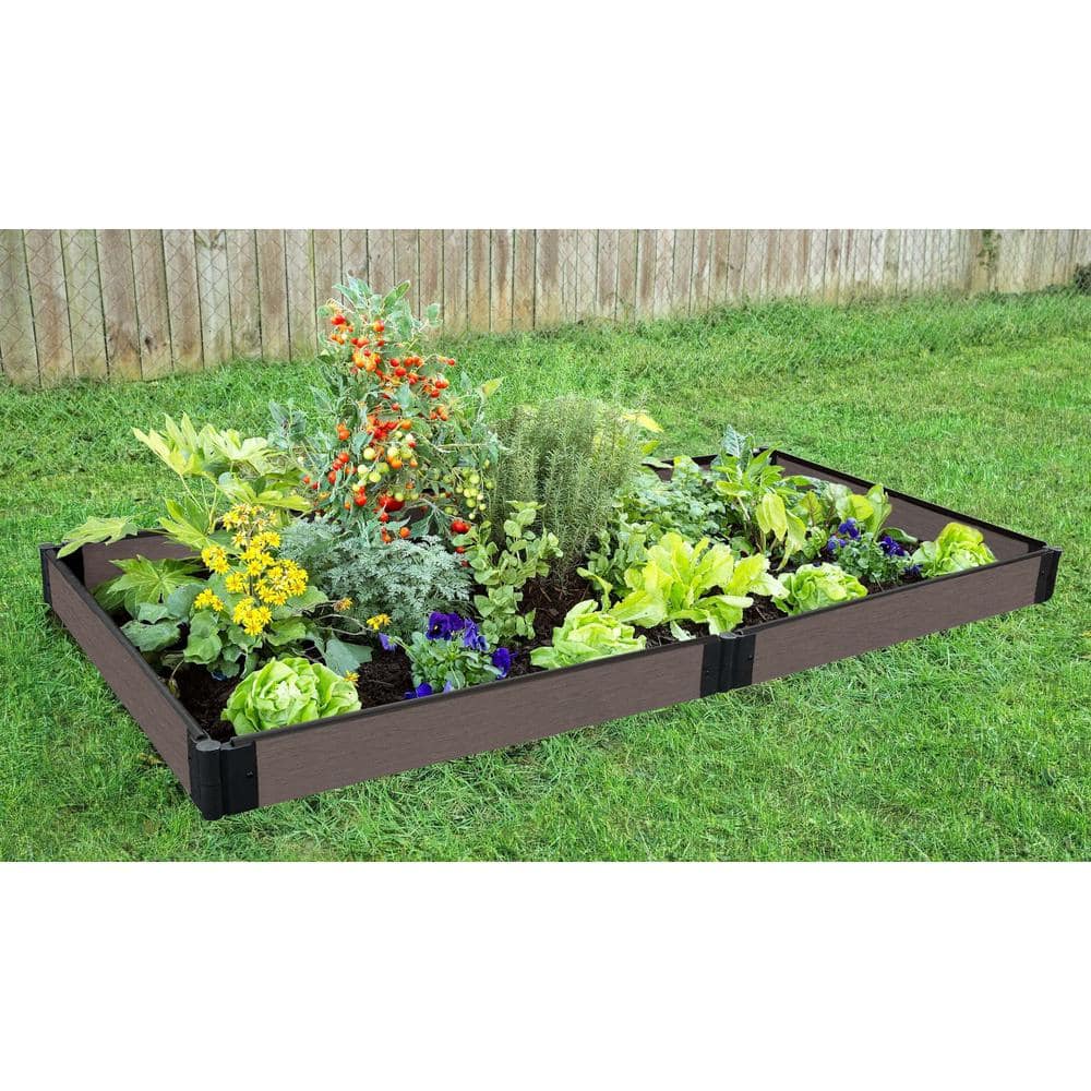Weathered Wood Composite Raised Garden Bed with Black Brackets
