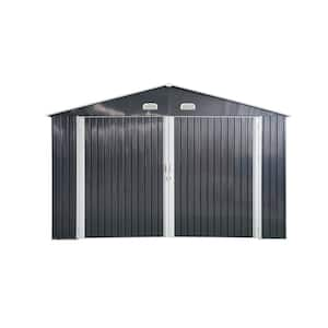 13 ft. x 20 ft. x 7.75 Dark Gray Finish Metal Garage without Floor Spacious Outdoor Storage Shed Parking w/Double Door