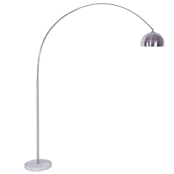 ORE International 85 in. Arch Marble Base Silver Floor Lamp
