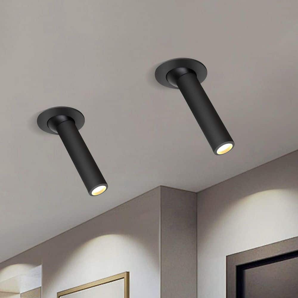 Parroco COB-Light 2.6 in.W Black Gimbal Head Fixed Track Minimalist Downlight Ceiling Light for Living Room(Set of 2) price history on PriceWatchPro