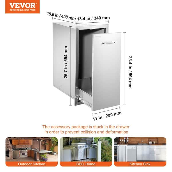 VEVOR 13.6 in. W x 26 in. H x 19.3 in. D Lower Sliding Rails
