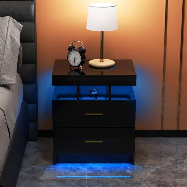 Black high gloss bedside table discount