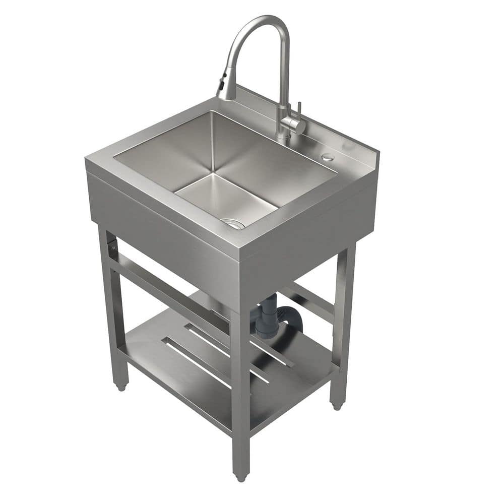 24 in. Utility Laundry Sink Stainless Steel, Freestanding Commercial Single Bowl Sink for Outdoor, Garage, Kitchen price history on PriceWatchPro